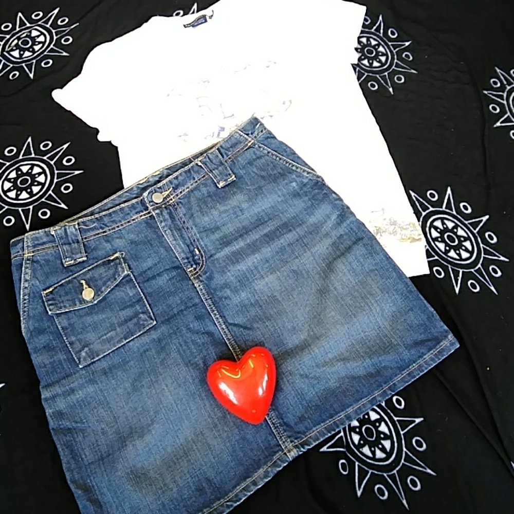Denim A-Line Mini Skirt - Blue
